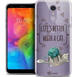 Caseink Hoes voor LG Q7 (5.5) Beschermhoes Case [Crystal Beschermhoes Case Gel HD Collectie Quote Design Life's Better with a Cat - Flexibel - Ultra Thin - Gedrukt in Frankrijk