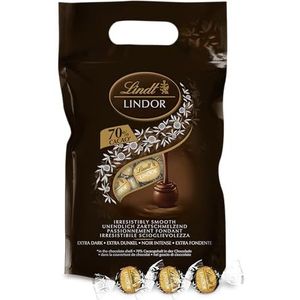 Lindt LINDOR 70% pure chocolade bonbons 1kg - 80 zacht smeltende pure chocolade bonbons - ideaal om te delen - hersluitbare verpakking