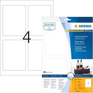 HERMA 8882 vleesetiketten voor inkjetprinters A4 (90 x 120 mm, 10 vellen, papier, glanzend) zelfklevend, bedrukbaar, permanente klevende stickers, 40 etiketten voor printer, wit