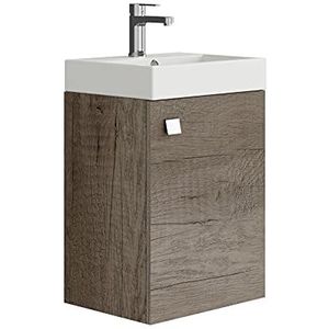 BAIKAL Klein badkamermeubel met wastafel, keramiek, een-deur, Nebraska-afwerking, eenvoudige montage, afmetingen: 45 x 36 x 60 cm