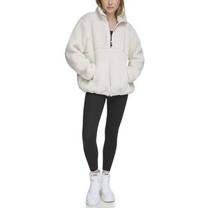 DKNY Women's Roebling Fleece Funnel, Zand, XS, wit, XS