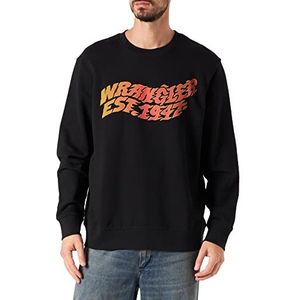 Wrangler Graphic Crew Sweatshirt voor heren, zwart, M