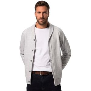 JP 1880 Heren grote maten grote maten Menswear L-8XL sweatjack, sjaalkraag, knoopsluiting, Tall 823427, grijs melange, 6XL