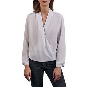 Seidensticker Damesblouse, modieuze blouse, wikkellook, lange mouwen, viscose, wit (marine 1), 36