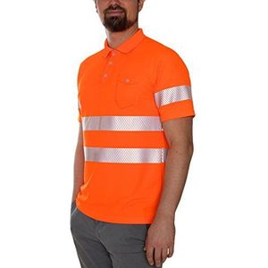 iQ-UV w5170024260-56-XXL UV-bescherming 50 plus poloshirt met borstzak en veiligheidsbescherming volgens EN20471, oranje Hv, 2XL