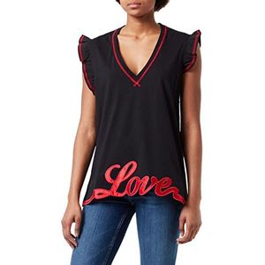 Love Moschino Dames with Love Embroidery T-shirt, zwart, 48