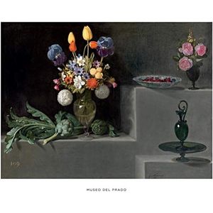 Museum van het gazon ""Kelder"" met douchekop, bloemen en glazen potjes - Juan Van der Hamen