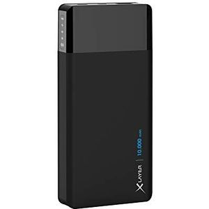 Xlayer Power Bank Wireless Charger draagbare extra accu 10.000mAh, externe batterij voor smartphone en tablet met inductief laadvlak voor inductieve smartphones, zwart