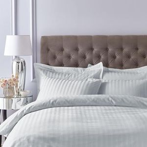 Bianca 300 Thread Count Katoen Satijn Streep Standaard Kussensloop Paar Zilver Grijs