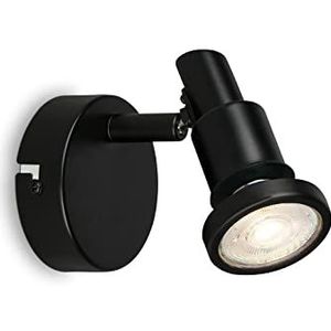 BRILONER- LED wandlamp badkamer, verstelbaar, LED wandlamp badkamer, IP44, warm witte lichtkleur, GU10, zwart, 80x106 (DxH)