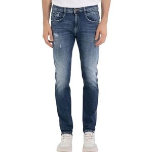 Replay Anbass Slim Fit Aged Herenjeans, donkerblauw 007-4, 32W / 34L