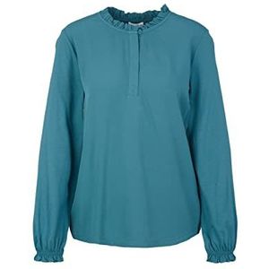 TOM TAILOR Dames Shirt met lange mouwen met ruches 1034202, 13222 - Pastel Teal, XL