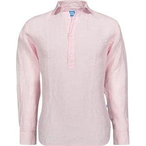 Panareha Men's Striped Linen Popover Shirt SAMUI Pink (S)