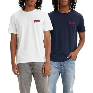 Levi's 2-Pack Crewneck Graphic Tee T-shirt Mannen, Chesthit White / Dress Blues, XS