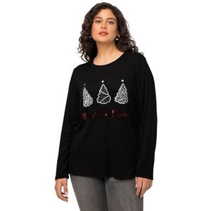 Ulla Popken Wild Christmas Sweatshirts voor dames, zwart, 62-64