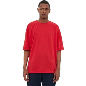 Trendyol Heren Red Basic Bicycle Collar Oversize T-shirt met korte mouwen, S