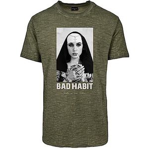 Mister Tee Heren Mt2512-Bad Habit Tee T-shirt, olijf, L, Olijf, L