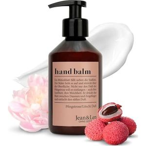 Jean & Len Handbalsem pioenroos & lychee, met biologische arganolie, hydraterende sheaboter en vitamine E, flatterzachte verzorging voor een zachte huid, bloemenfrisse geur, veganistisch, 250 ml