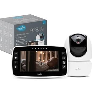 Nuvita 3045 Videovoice Draadloze 360°-video-babyfoon met afstandsbediening richtingscamera, Smart Vox, nachtzicht en slaapliedjes