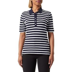 Tommy Hilfiger Dames 1985 Reg Pique Stripe Polo Ss S/S polo's, blauw, XS, Bretonse woestijnhemel/Ecru, XS