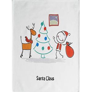 Half a Donkey Rocking around the Christmas Tree with Santa and his Reindeer- Cotton Christmas Tea Towel