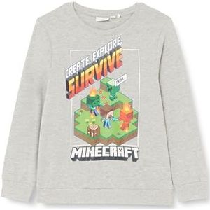 NKMONALD Minecraft Sweat BRU BFU, gemengd grijs, 116 cm