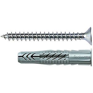 Fischer 50 pluggen UX met schroef, 8 x 50 mm, voor muren, geperforeerde steen, gipsplaat, 71550