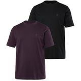 JP 1880 Heren grote maten grote maten Menswear L-8XL T-shirts, basic, 2-pack, ronde hals, tot 8XL 702637, donkerviolet, 3XL