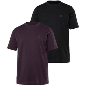 JP 1880 Heren grote maten grote maten Menswear L-8XL T-shirts, basic, 2-pack, ronde hals, tot 8XL 702637, donkerviolet, 3XL