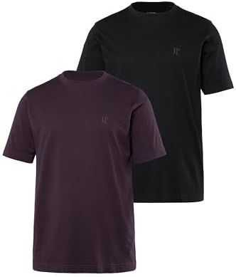 JP 1880 Heren grote maten grote maten Menswear L-8XL T-shirts, basic, 2-pack, ronde hals, tot 8XL 702637, donkerviolet, 3XL