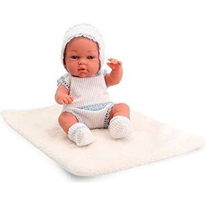 Tachan - Babypop, 30 cm, met blauw en wit breistuk, met lamsdeken, realistische babyfysica, beweegbare ledematen (CPA Toy Group Trading S.L. 788T00622)