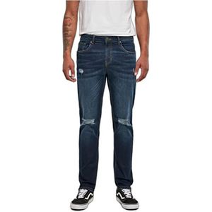 Urban Classics Distressed Stretch Denim Jeans Heren, Donkerblauw gewassen, 38