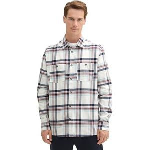 TOM TAILOR Comfort fit overhemd voor heren met ruitpatroon, 35965 - White Herringbone Check, XXL