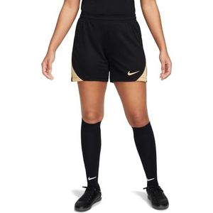 Nike Dames Shorts W Nk Df Strike Short K, Zwart/Jersey Goud/Metallic Gold, FN5022-011, XS