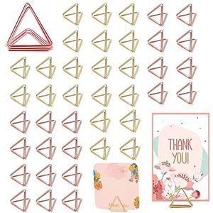 40Pcs Mini Triangle Shape Card Holder, Cute Table Card Holder, Gold Photo Table Card Holder, for Place Cards Weddings Anniversary Party (Rose Gold, Gold) ASIN