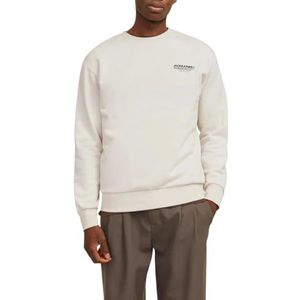 JACK & JONES Jjolive Sweat Crew Neck Sweatshirt voor heren, Moonbeam/print: jas & jones, S