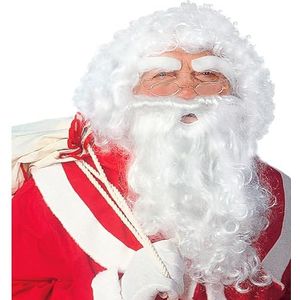 Widmann L1519 Luxe Kerstman, grijs, met baard en snor, wenkbrauwen, Sinterklaas, Kerstmis, carnaval, themafeest