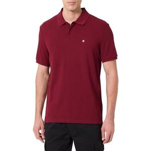 Calvin Klein Heren poloshirt met korte mouwen en monogram piqué katoen, Rood (Renaissance Rood), S
