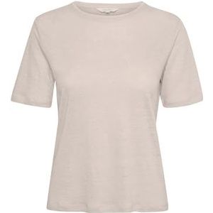 Part Two Dames T-shirt ronde hals korte mouwen regular fit linnen jersey, Franse eik, M