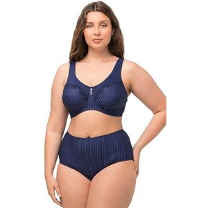 Ulla Popken Dames grote maten tot 64 | Basic Shirt | Sweatshirt met ronde hals, lange mouwen & slim fit | 100% katoen & uni | 646801, Donkerblauw, 100C