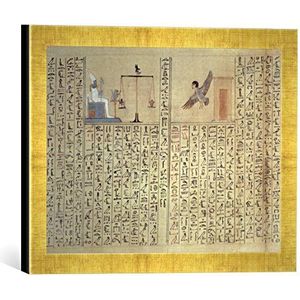 Ingelijst beeld van Egyptisch schilderij ""Osiris en wiegen van het hart/Egypt. Kunstdruk in hoogwaardige handgemaakte fotolijst, 40x30 cm, Gold Raya