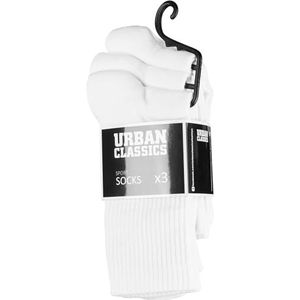 Urban Classics Unisex sportsokken 3-pack, dames en heren sokken, verkrijgbaar in vele verschillende kleuren, maten 35-38 tot 47-50, wit (white 220), 39-42 EU