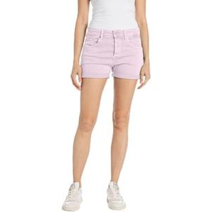 Replay Dames Jeans Shorts Anyta Colour Denim, 066 Bubble Pink, 30W