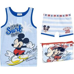 CERDÁ LIFE'S LITTLE MOMENTS Mickey Mouse Korte pyjama met bandjes en toilettas, set voor kinderen, Blauw en wit., 4 jaar