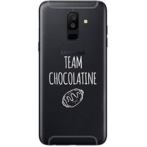 Zokko Beschermhoes voor Samsung A6 Plus 2018 Team Chocolatine, zacht, transparant, witte inkt