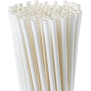 24 rietjes van biologisch afbreekbaar papier, 100% natuurlijk wit