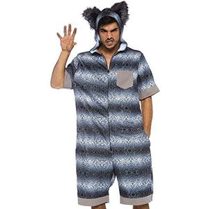 LEG AVENUE 86742 - Großer böser Wolf, Fellprint Jumpsuit für herren, Größe XL(Grau), Karneval Kostüm Fasching