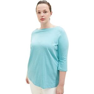 TOM TAILOR Basic T-shirt voor dames met 3/4-mouw, 10426-Summer Teal, 46, 10426-zomer Teal, 46 NL