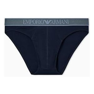 Emporio Armani Glanzende slip met logoband voor heren, Blauw, XL