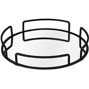 Home Details Modern rond ontwerp matzwart gespiegelde ijdelheid lade voor dressoir, parfum, bureau, cosmetica en sieraden organizer, decoratief, (26424-MATTEBLK)